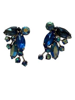 Albert Weiss Vintage Blue Aureus Borealis Earrings